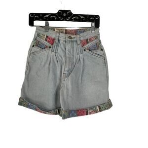 Rio Vintage Size‎ 7 Denim Patchwork Paperbag Denim Shorts